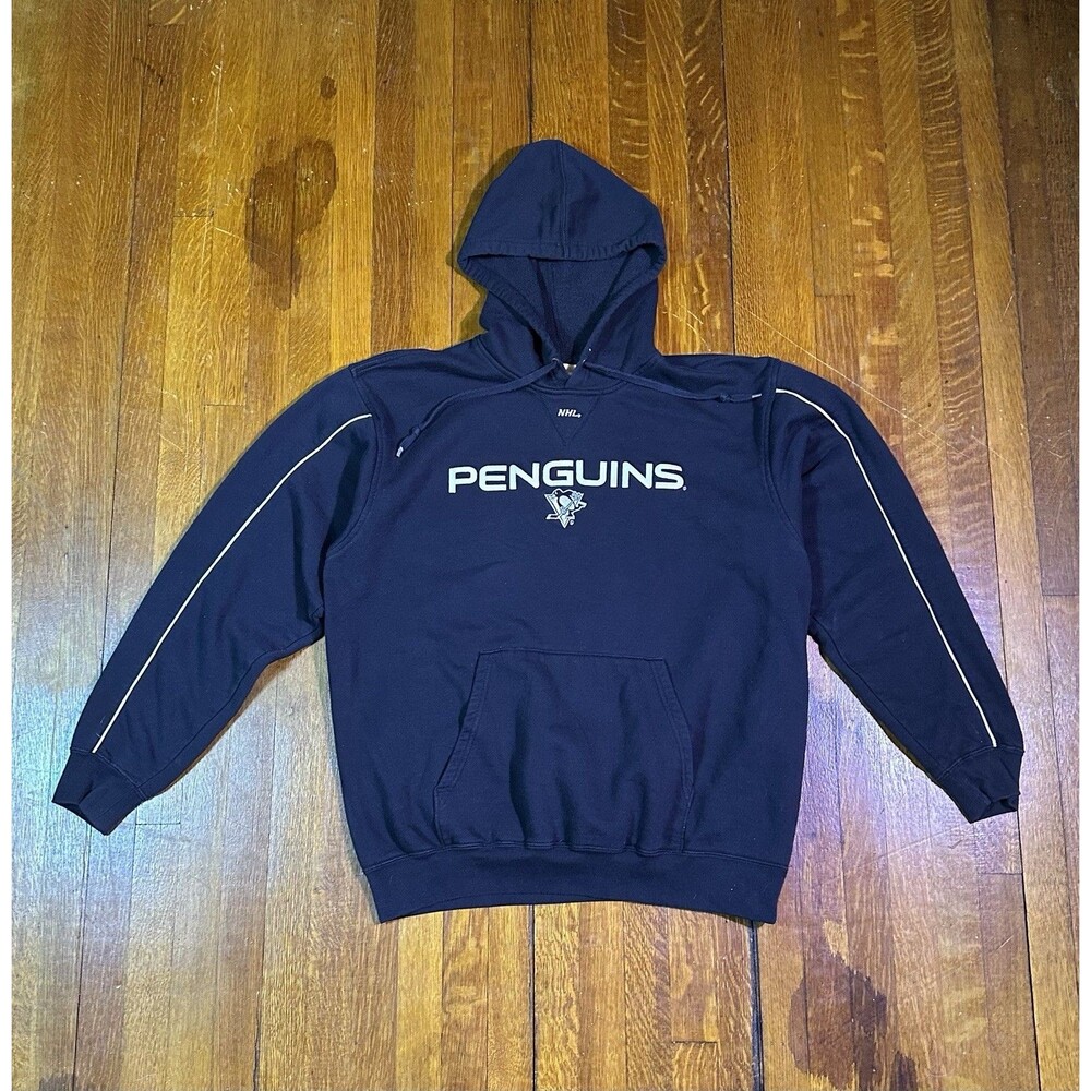 Vintage Pittsburgh Penguins Hoodie Mens XL Black NHL Hockey Majestic Y2K